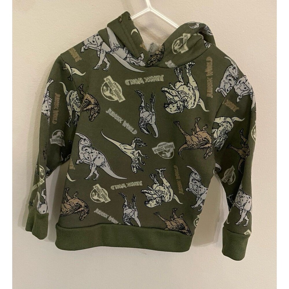 Green Jurassic World Little Boy Toddler Dinosaur Sweatshirt Hoodie, Size 4T